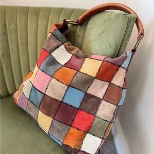 Y2K Lucky Brand Multicolor Patchwork Hobo Bag